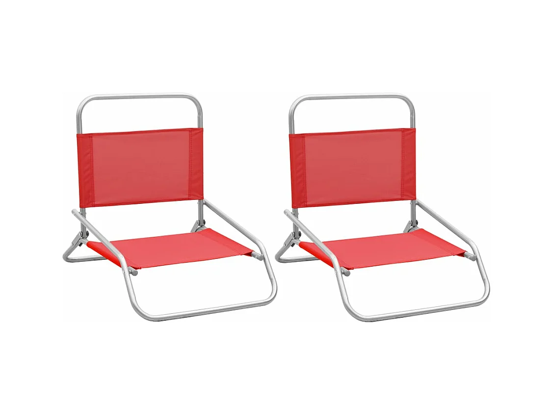 Chaises de plage pliables lot de 2 Rouge Tissu