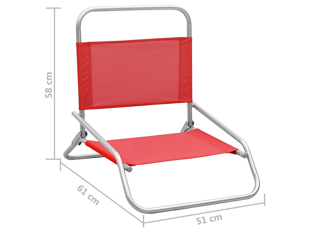 Chaises de plage pliables lot de 2 Rouge Tissu