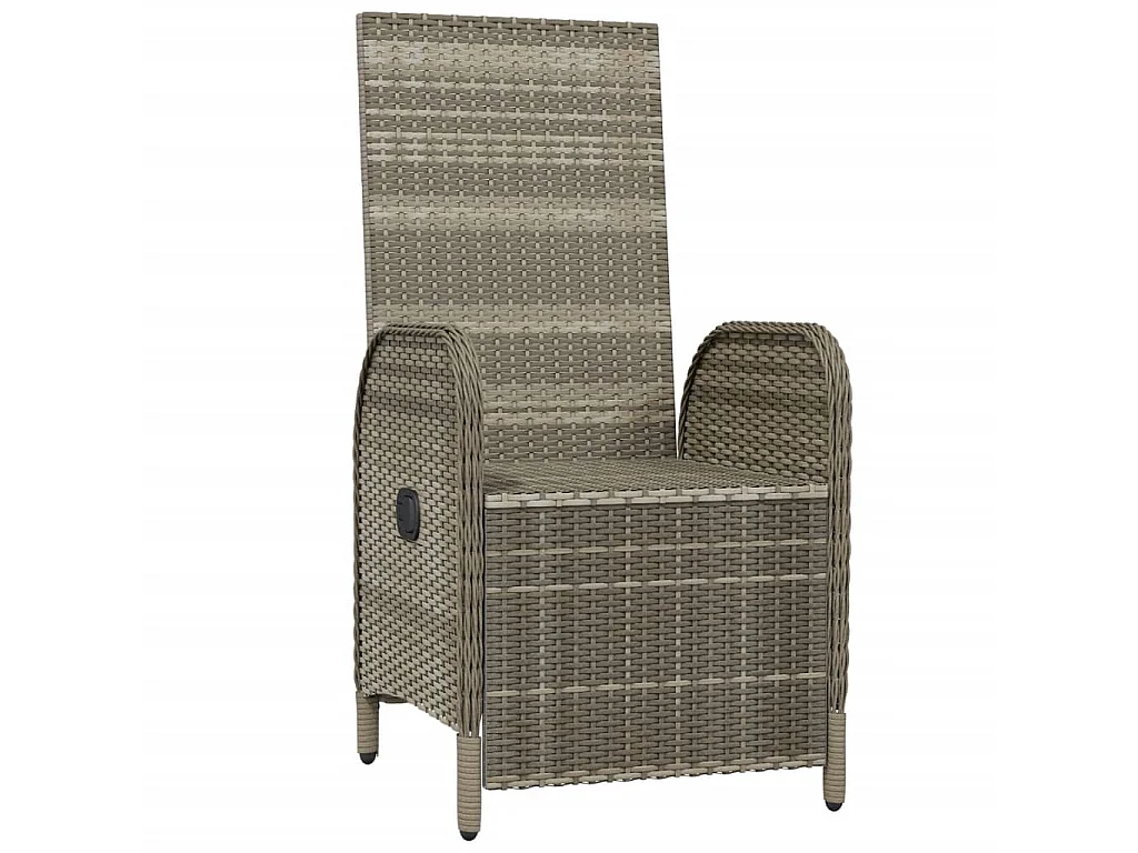 Tuinstoelen 2 st verstelbaar met kussens poly rattan grijs