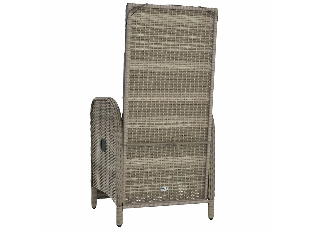 Tuinstoelen 2 st verstelbaar met kussens poly rattan grijs