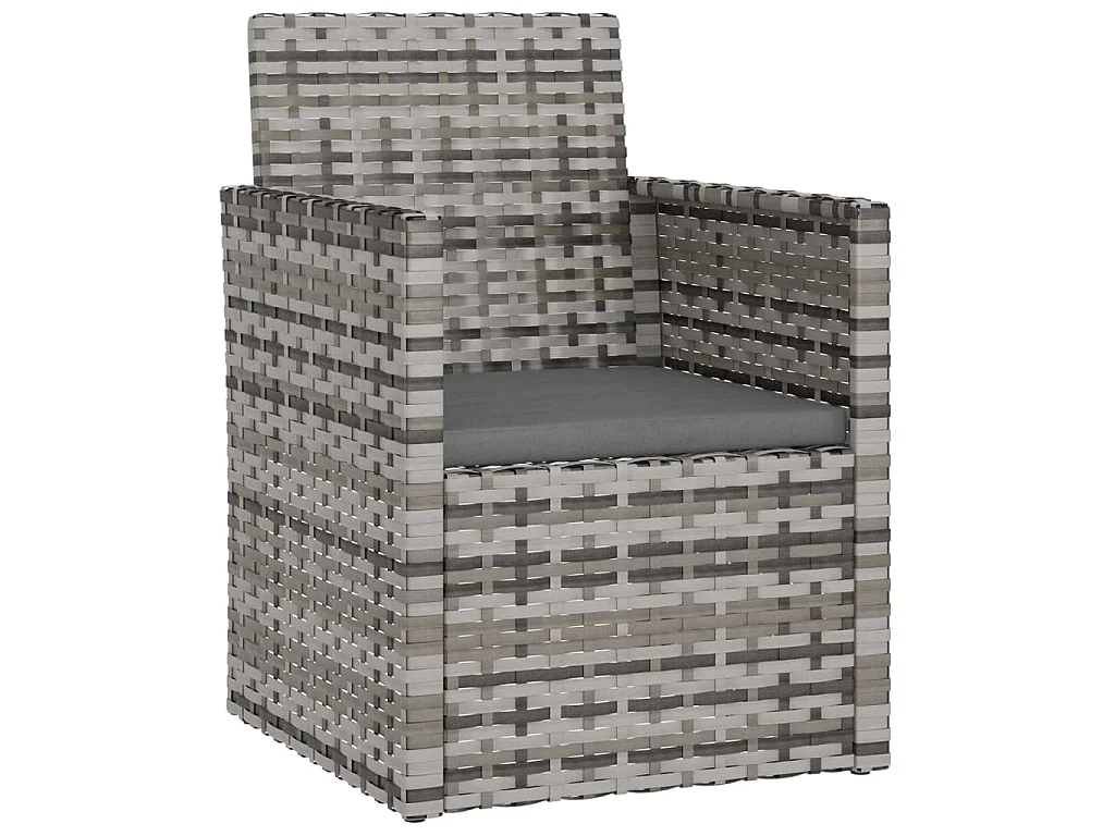 Gartensessel mit Kissen Grau Poly Rattan