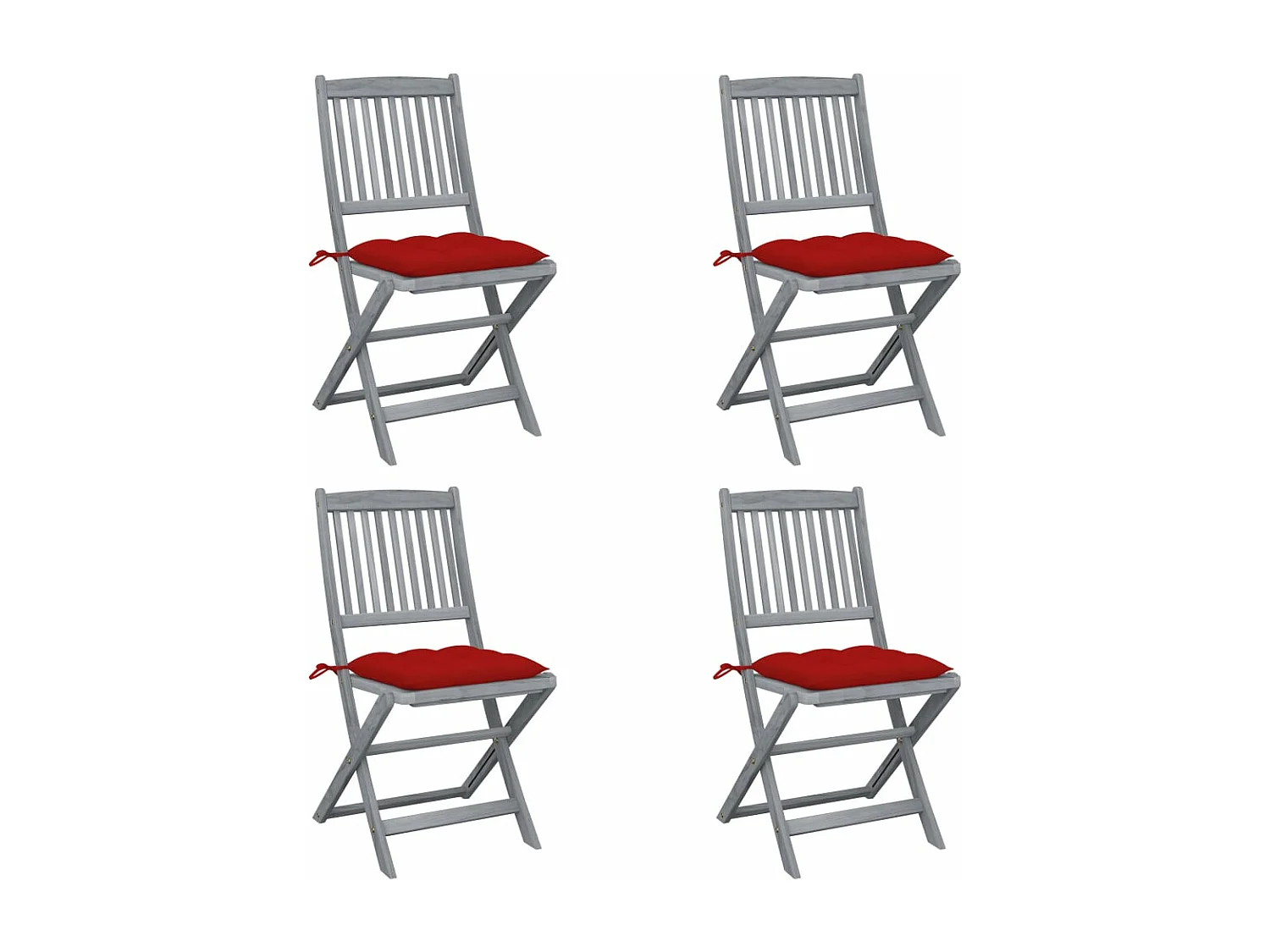 Chaises pliables d'extérieur lot de 4 et coussins Bois d'acacia