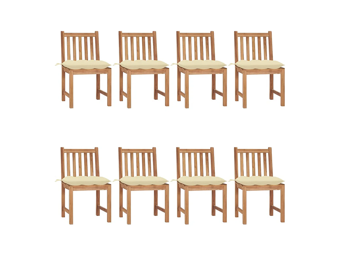 Chaises de jardin lot de 8 avec coussins Bois de teck massif