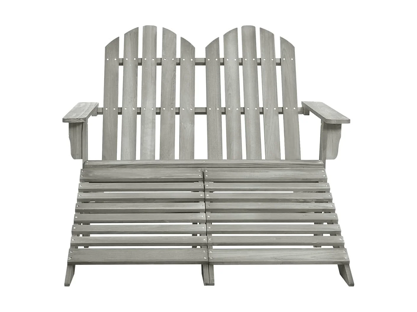 Cadeira de jardim e otomano Adirondack 2 lugares abeto cinzento