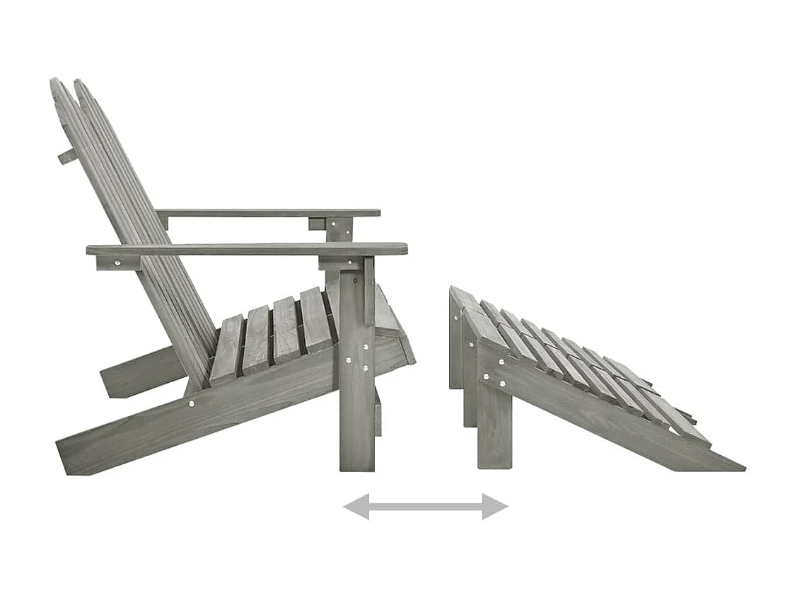Cadeira de jardim e otomano Adirondack 2 lugares abeto cinzento