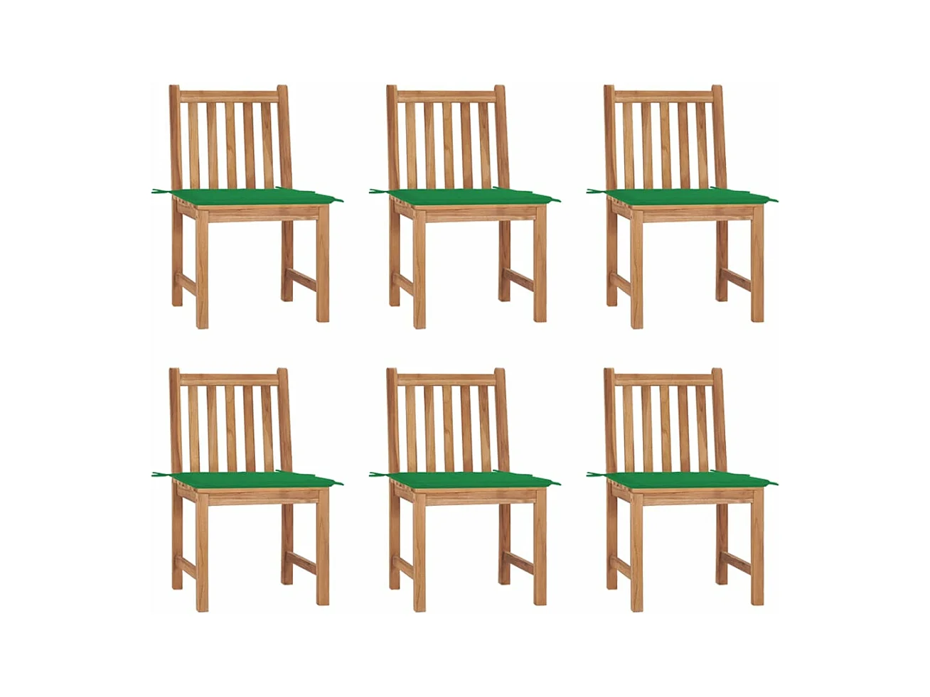 Chaises de jardin lot de 6 avec coussins Bois de teck massif