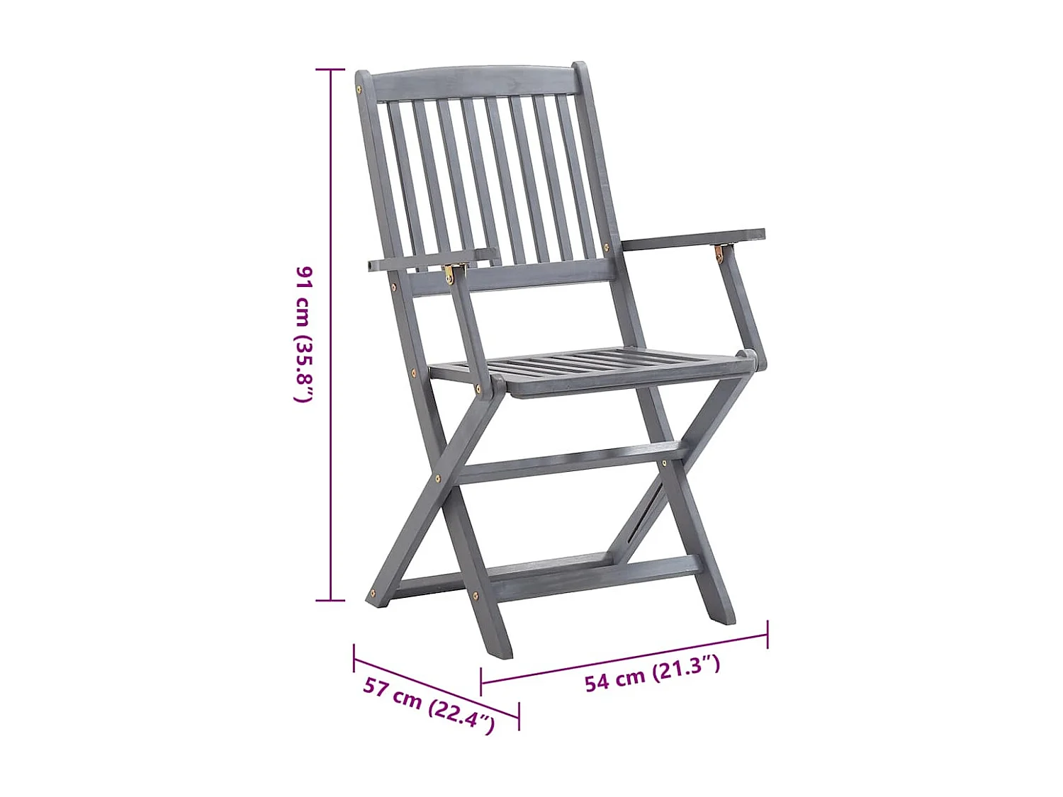 Chaises pliables d'extérieur lot de 6 et coussins Bois d'acacia