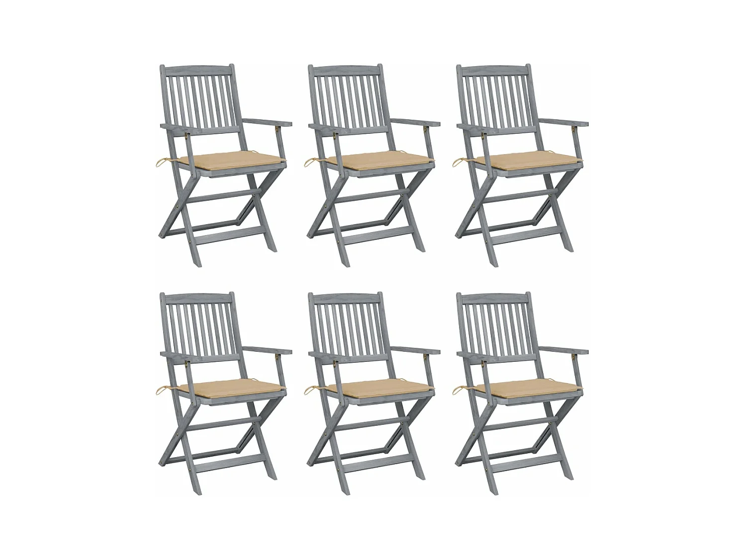 Tuinstoelen 6 st inklapbaar met kussens massief acaciahout