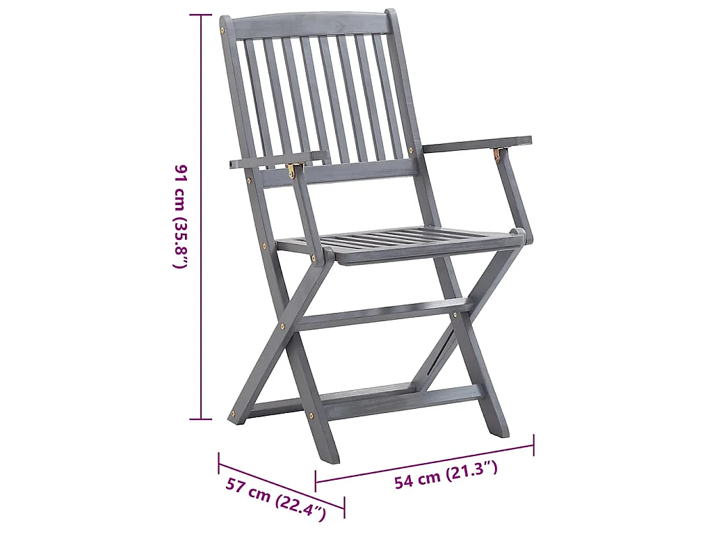 Chaises pliantes 6 pièces avec coussins en bois d'acacia massif