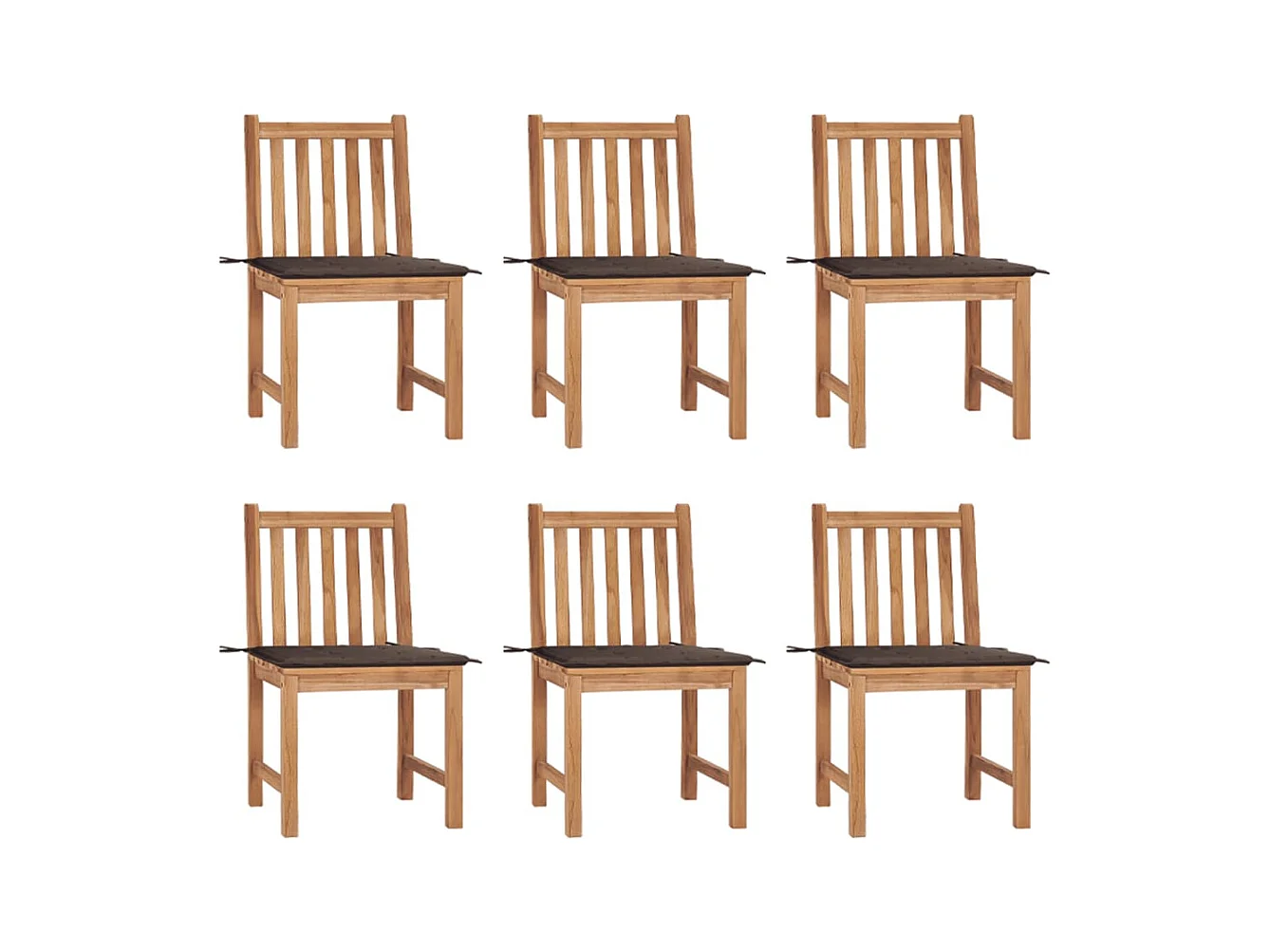 Chaises de jardin lot de 6 avec coussins Bois de teck massif