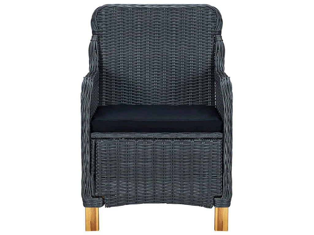 Tuinstoelen 2 st met kussens poly rattan donkergrijs