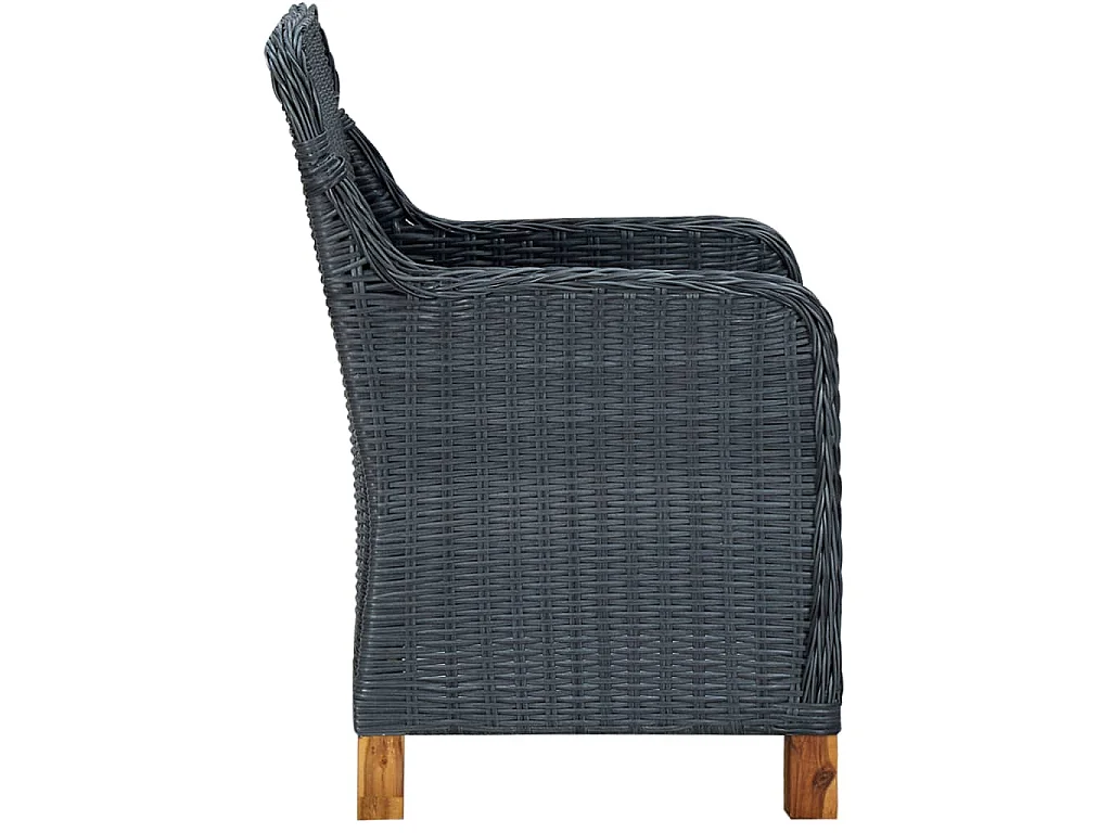 Tuinstoelen 2 st met kussens poly rattan donkergrijs