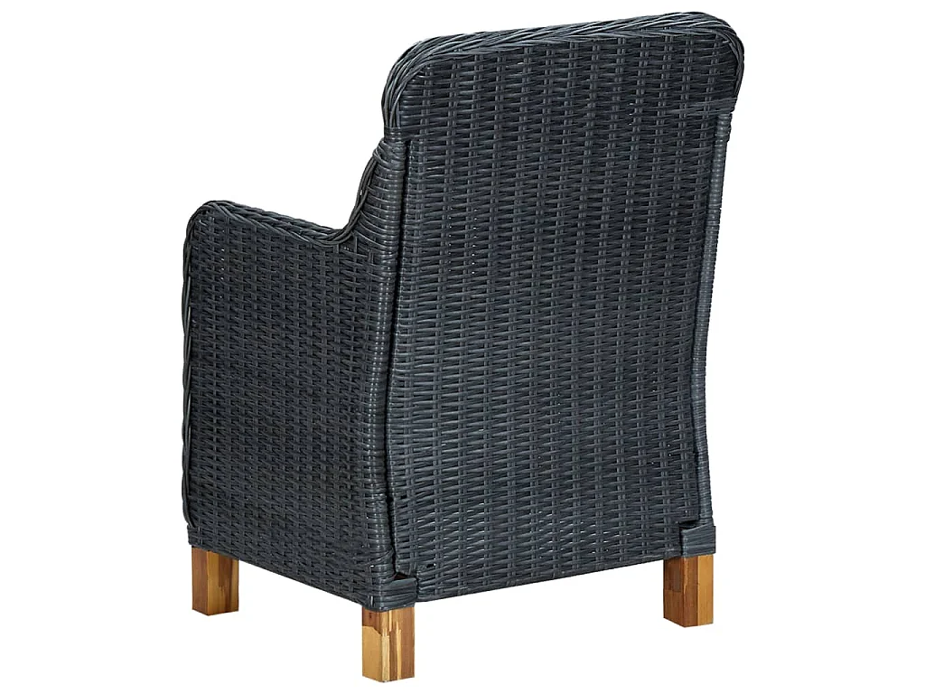 Tuinstoelen 2 st met kussens poly rattan donkergrijs