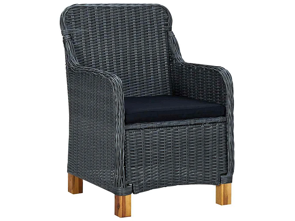 Tuinstoelen 2 st met kussens poly rattan donkergrijs