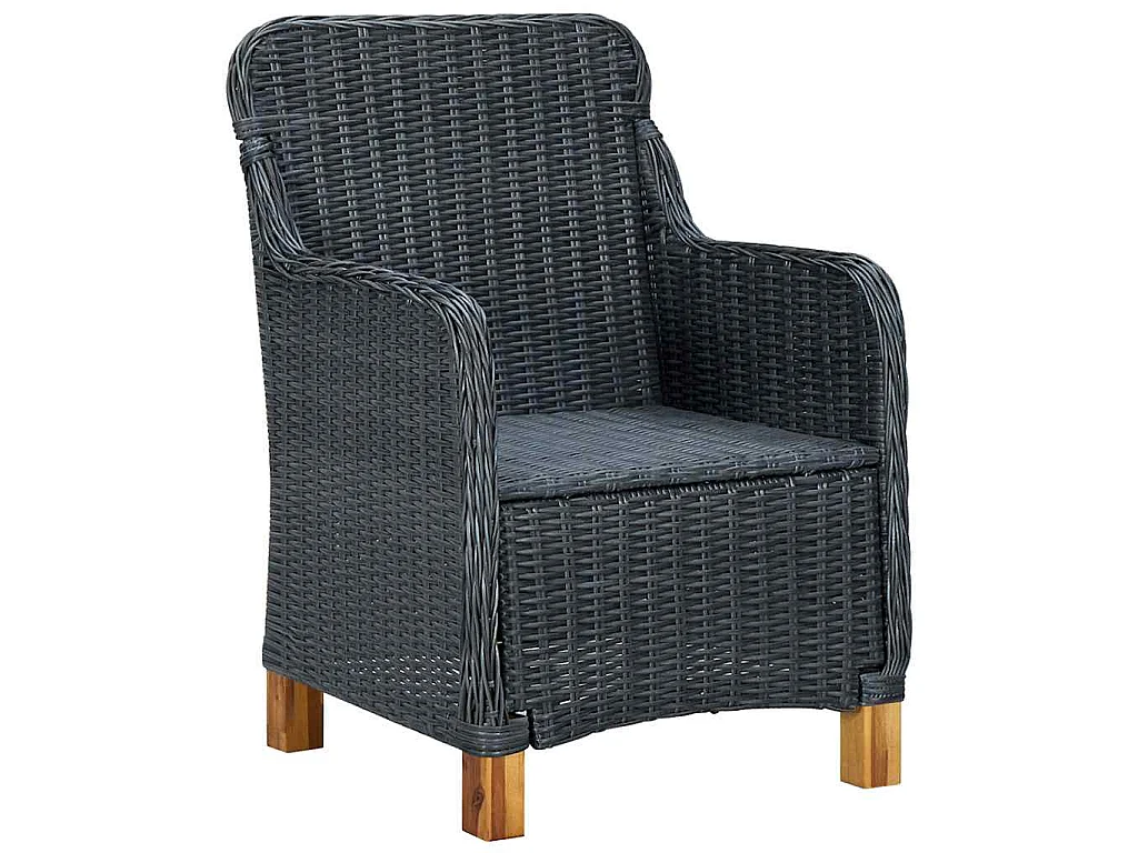 Tuinstoelen 2 st met kussens poly rattan donkergrijs