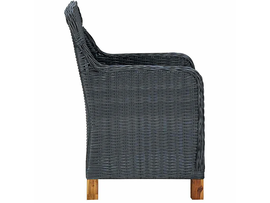 Tuinstoelen 2 st met kussens poly rattan donkergrijs
