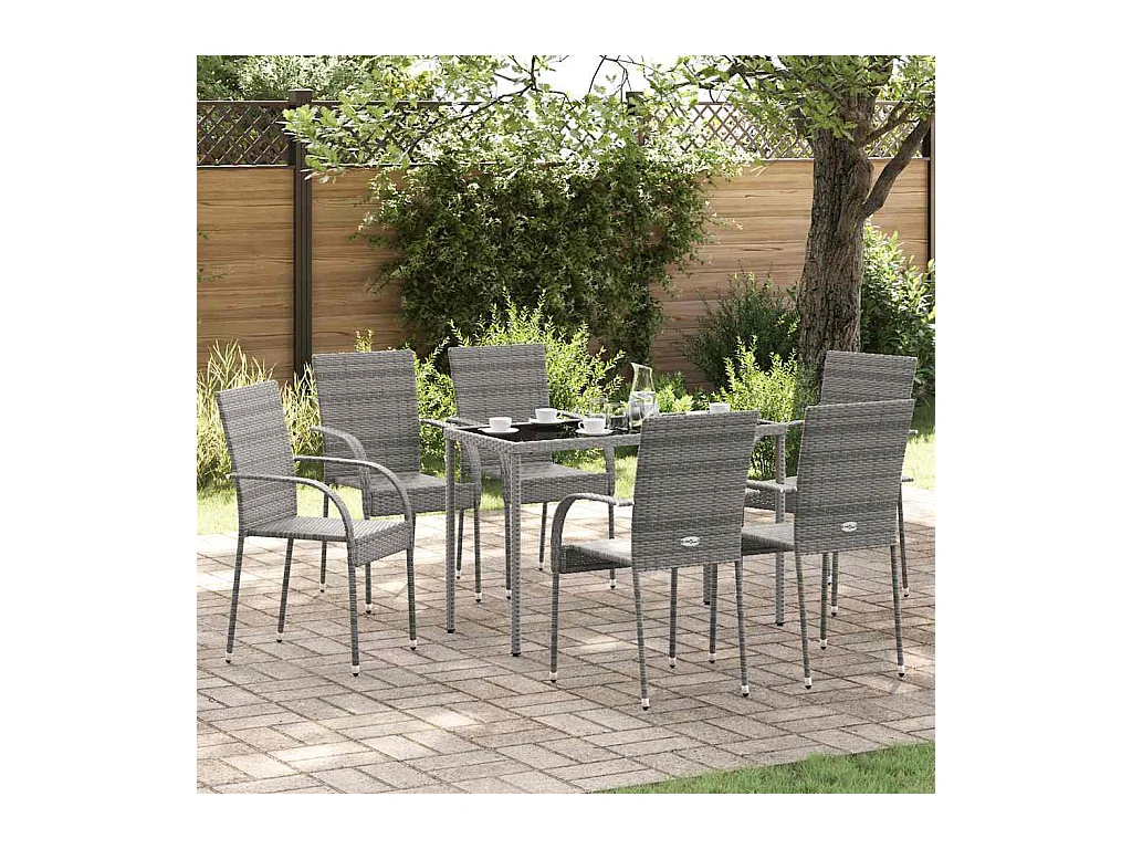 Chaises empilables d'extérieur lot de 6 Gris Résine tressée