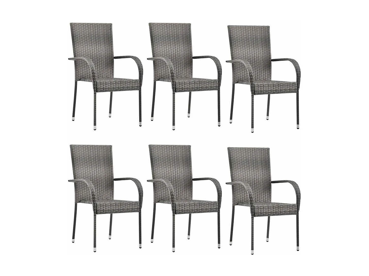Chaises empilables d'extérieur lot de 6 Gris Résine tressée