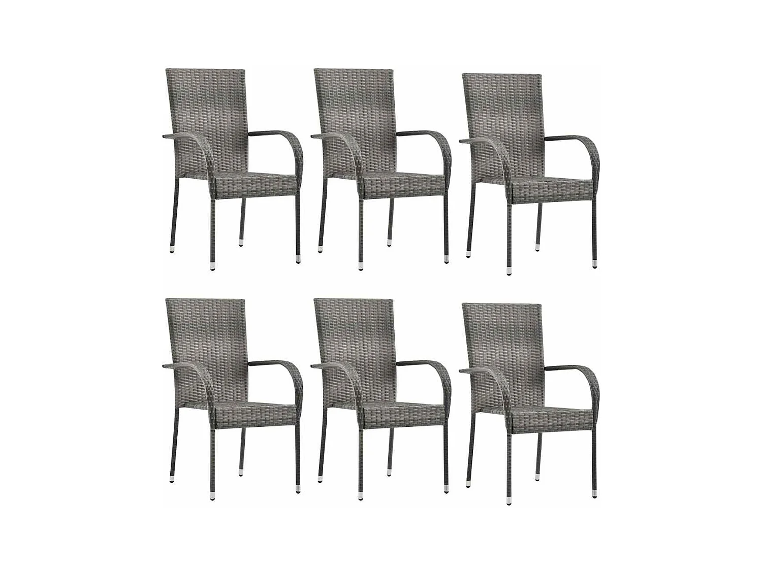 Chaises empilables d'extérieur lot de 6 Gris Résine tressée