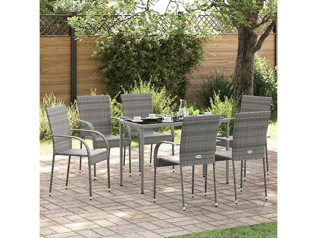 Gartenstühle Stapelbar 6 Stk. Grau Poly Rattan