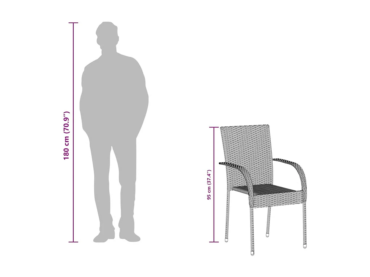 Gartenstühle Stapelbar 6 Stk. Grau Poly Rattan