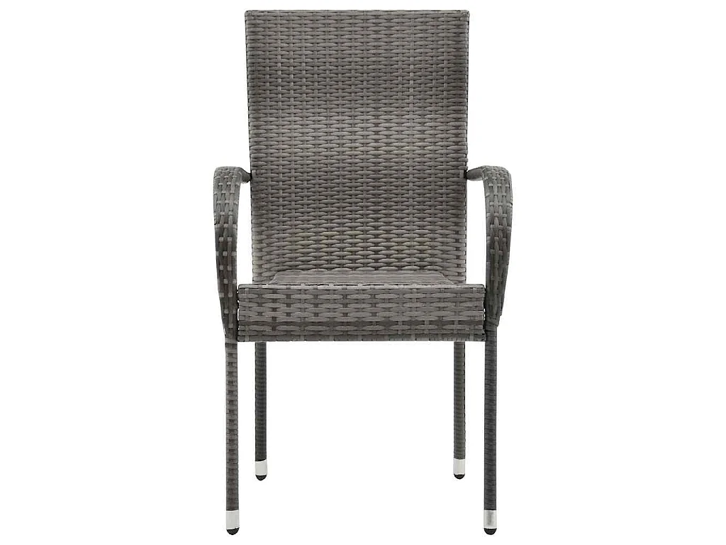 Chaises empilables d'extérieur lot de 6 Gris Résine tressée