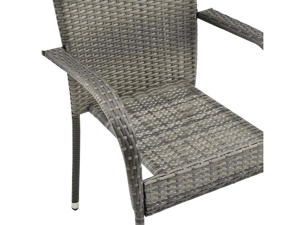 Chaises empilables d'extérieur lot de 6 Gris Résine tressée