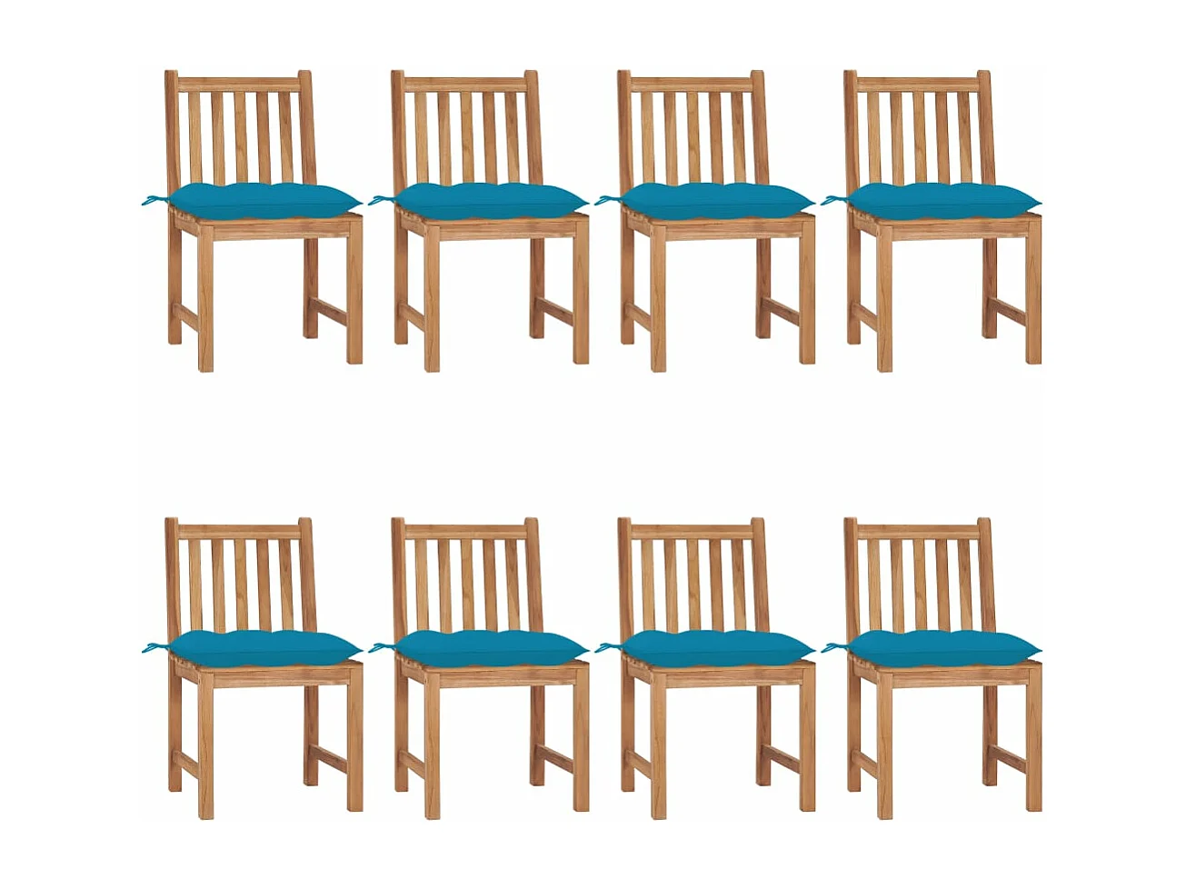 Chaises de jardin lot de 8 avec coussins Bois de teck massif