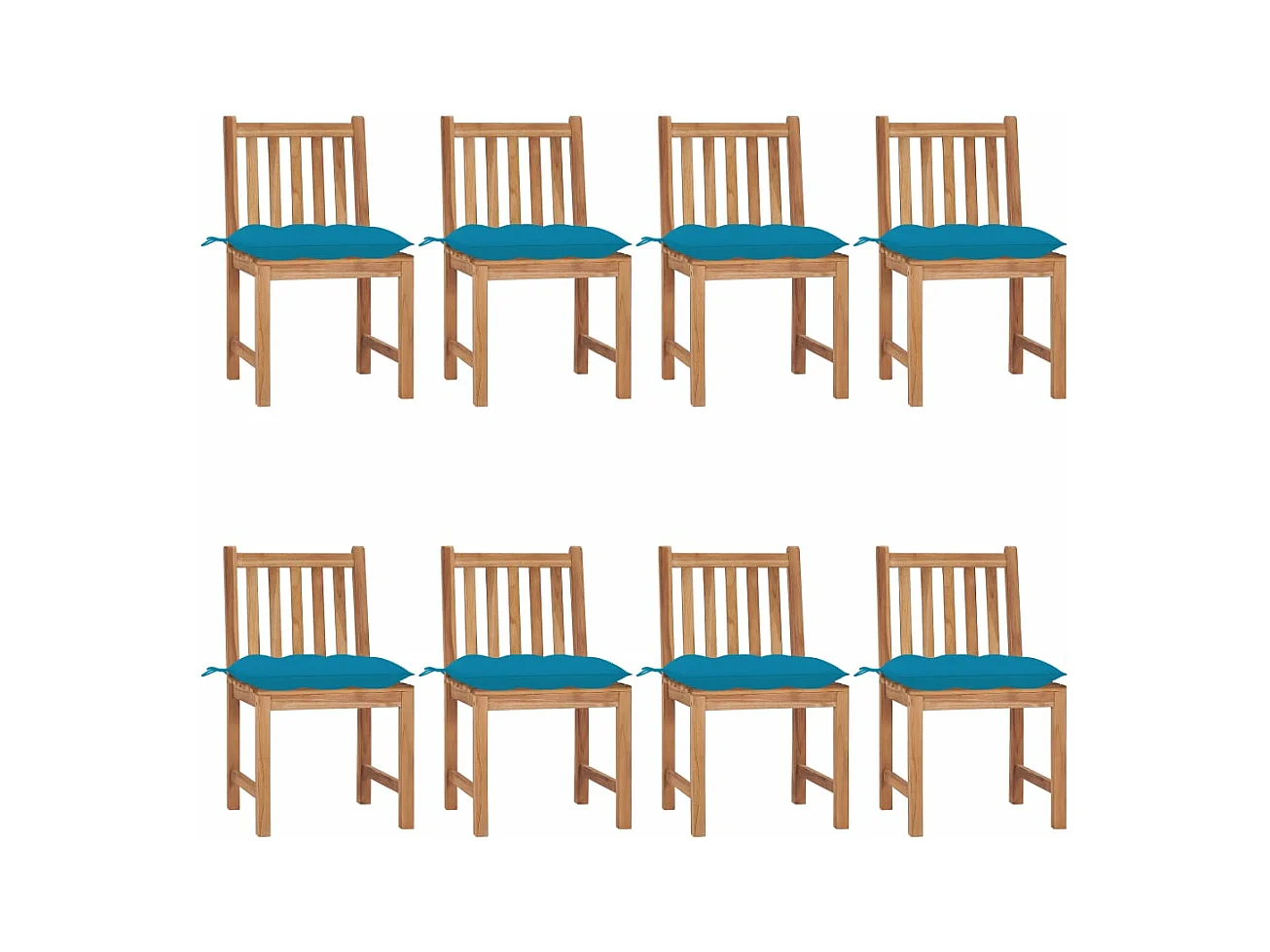Chaises de jardin lot de 8 avec coussins Bois de teck massif