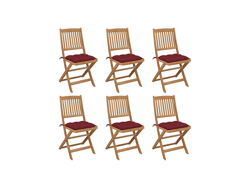 Chaises pliables de jardin lot de 6 avec coussins Bois d'acacia