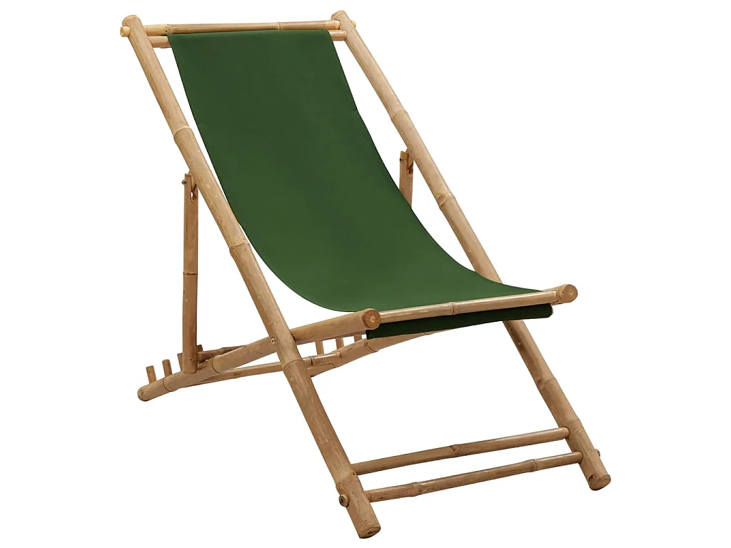 Ligstoel bamboe en canvas groen