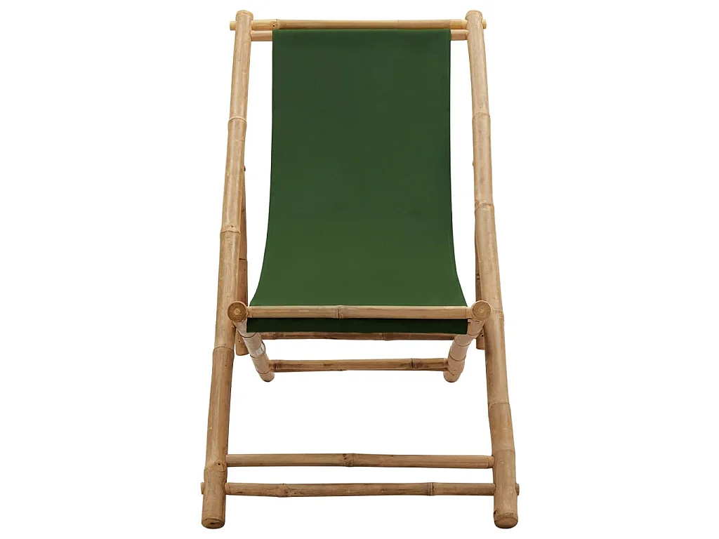 Ligstoel bamboe en canvas groen
