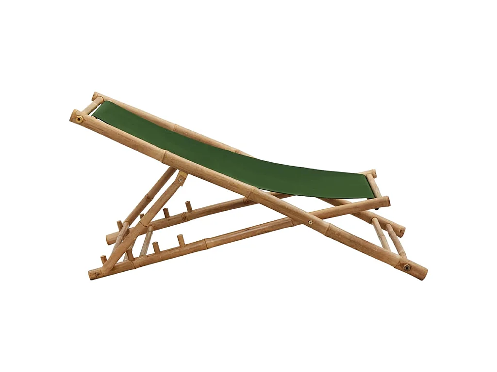 Ligstoel bamboe en canvas groen