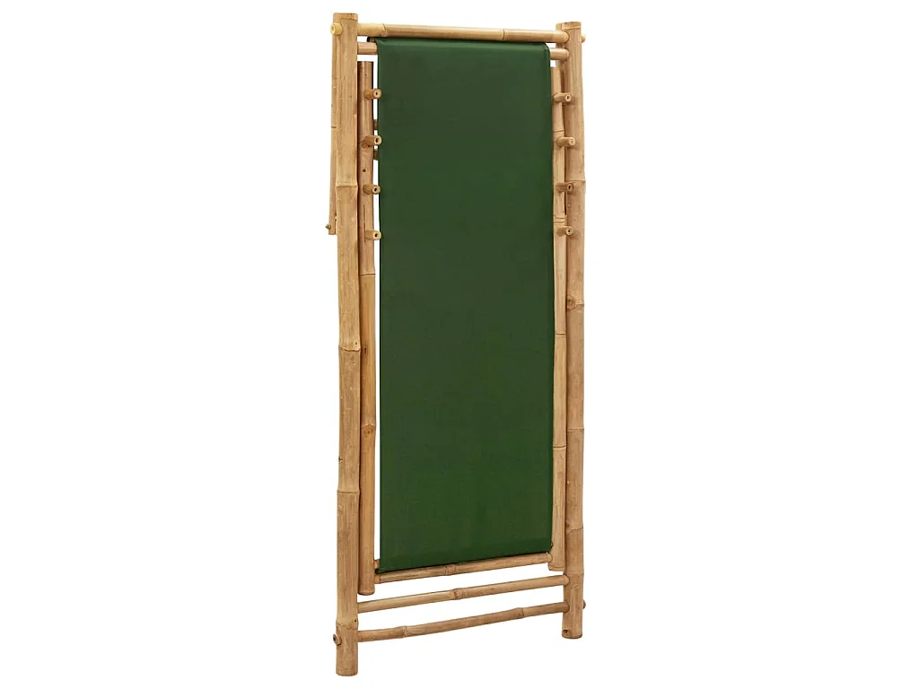 Ligstoel bamboe en canvas groen