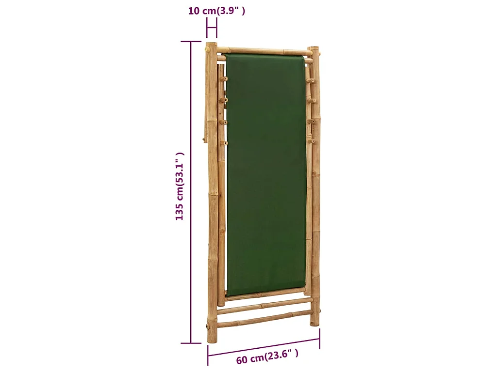 Ligstoel bamboe en canvas groen