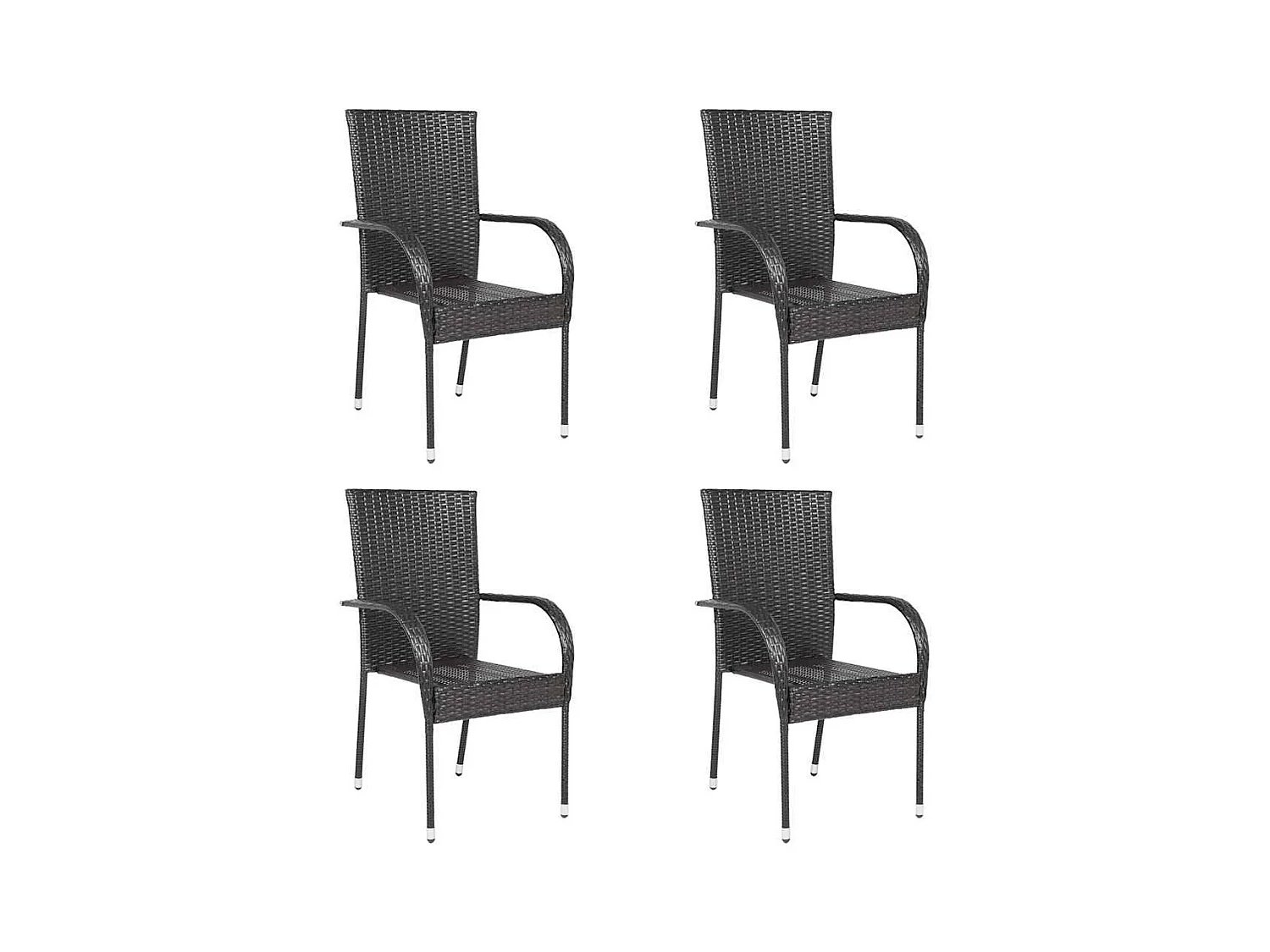 Chaises empilables d'extérieur lot de 4 Résine tressée Marron