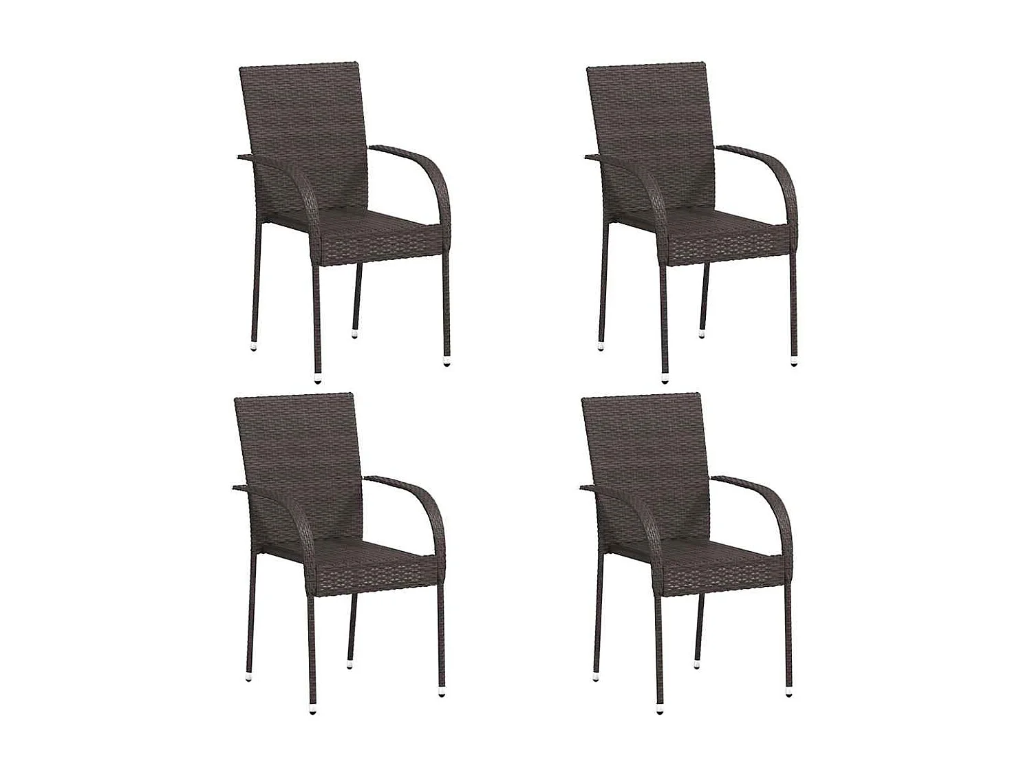 Chaises empilables d'extérieur lot de 4 Résine tressée Marron