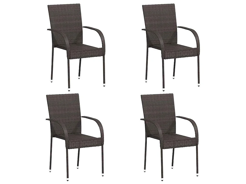 Stapelbare Gartenstühle 4 Stk. Poly Rattan Braun