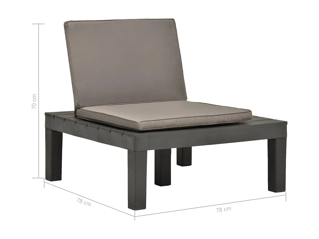 Chaise de salon de jardin avec coussin Plastique Anthracite