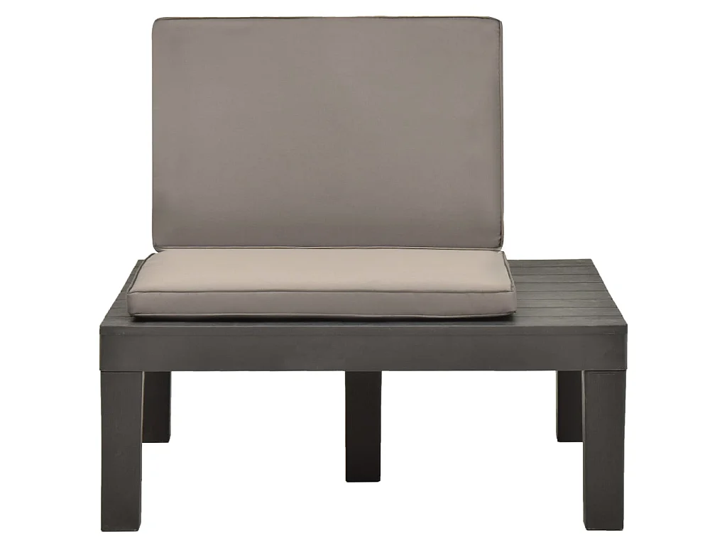 Tumbona de jardin con cojín plástico gris antracita