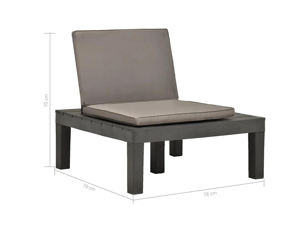 Tumbona de jardin con cojín plástico gris antracita