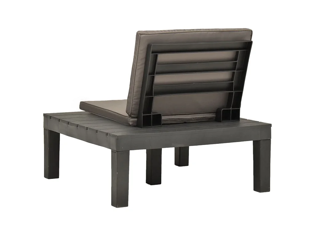 Tumbona de jardin con cojín plástico gris antracita