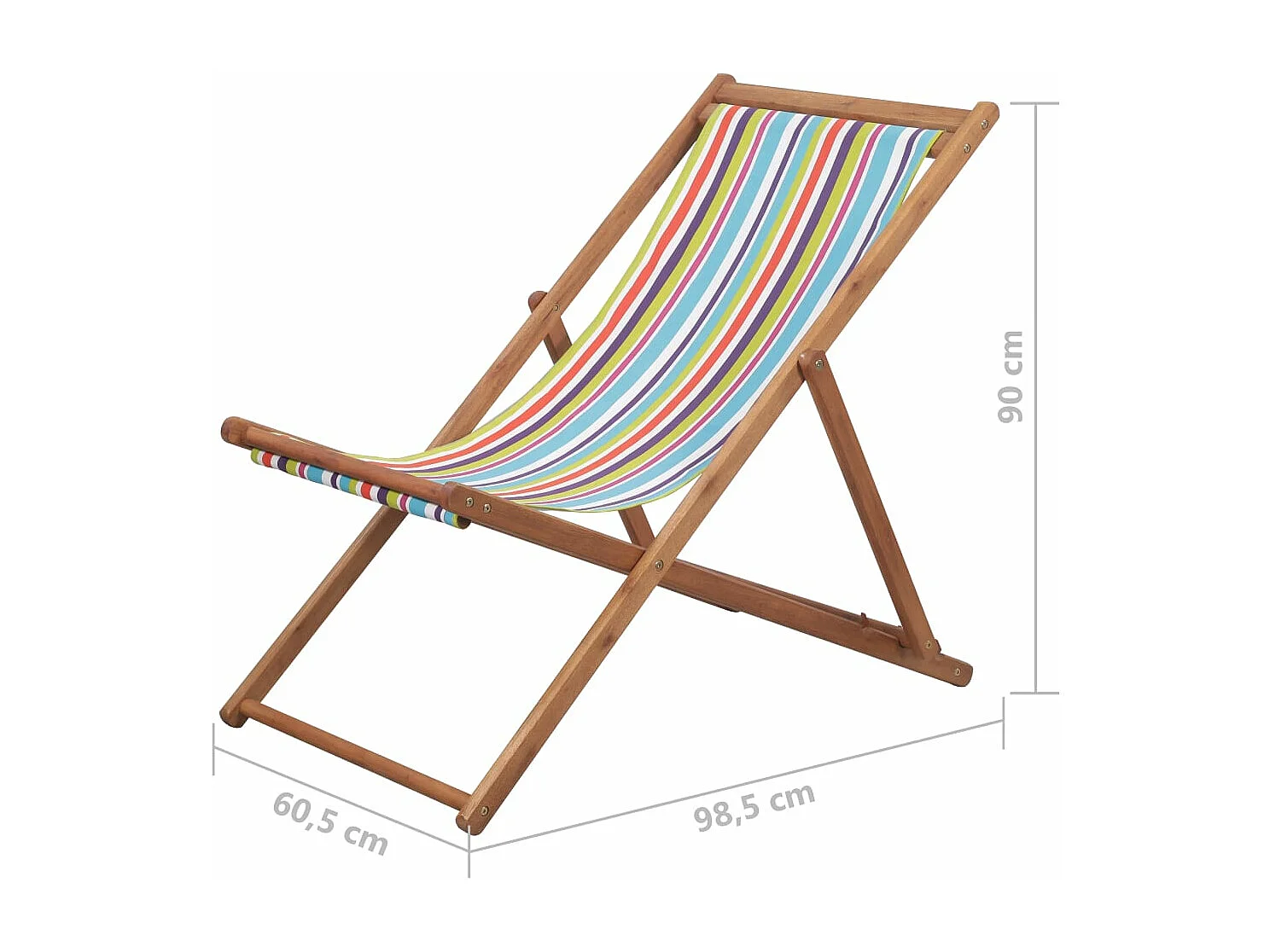 Strandstoel inklapbaar stof en houten frame meerkleurig