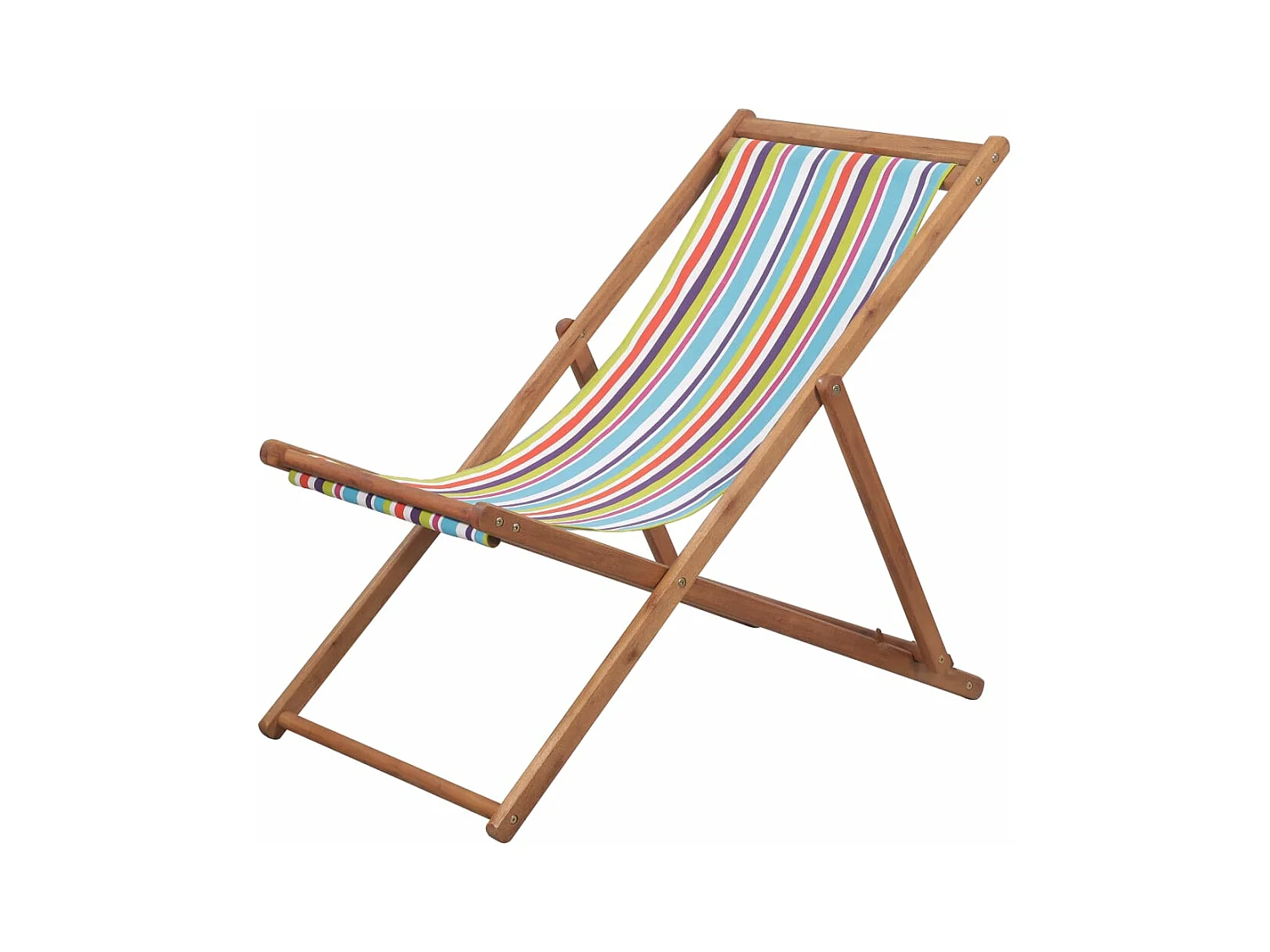 Chaise pliable de plage Tissu et cadre en bois Multicolore