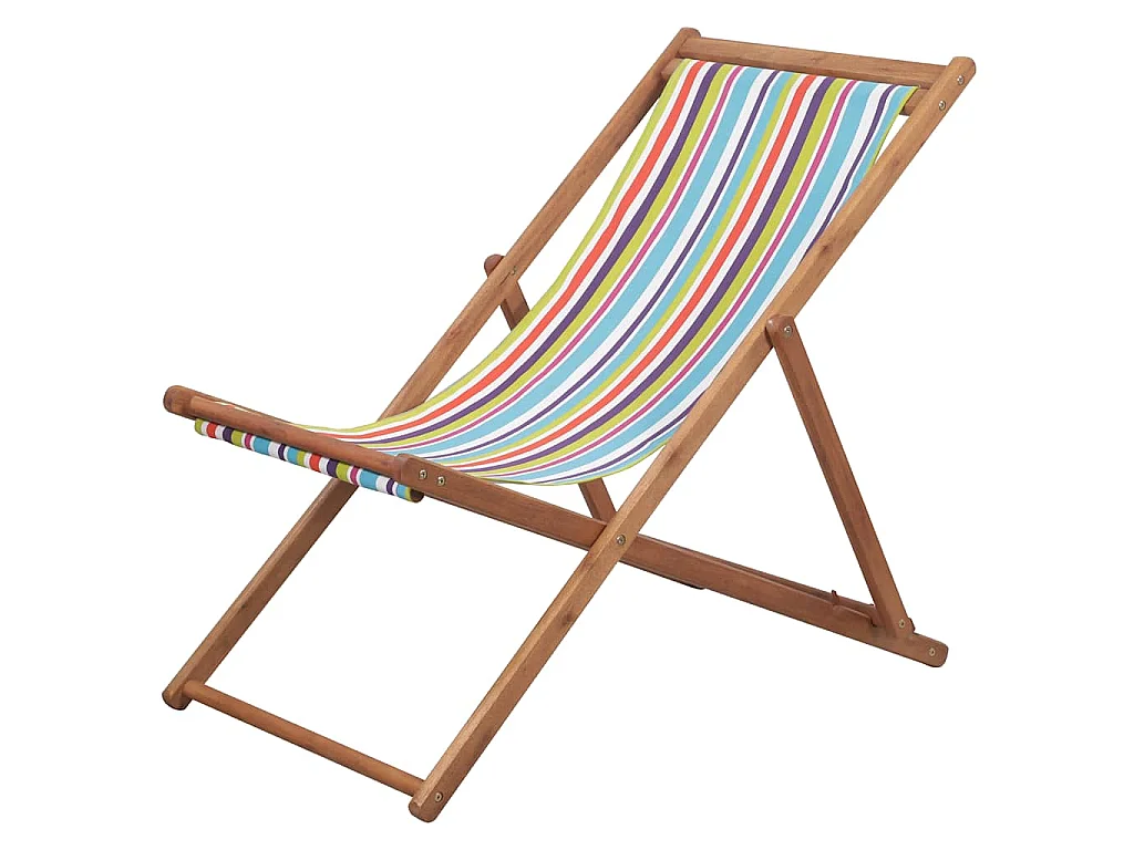 Chaise pliante en tissu et structure en bois multicolore