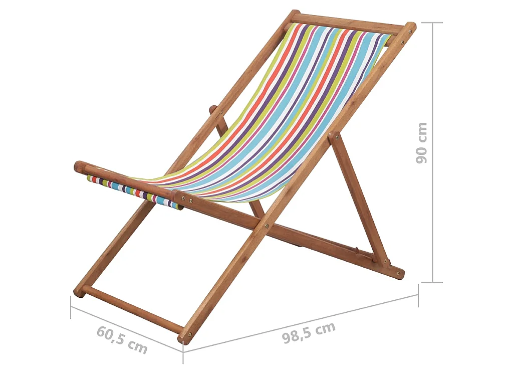 Chaise pliante en tissu et structure en bois multicolore
