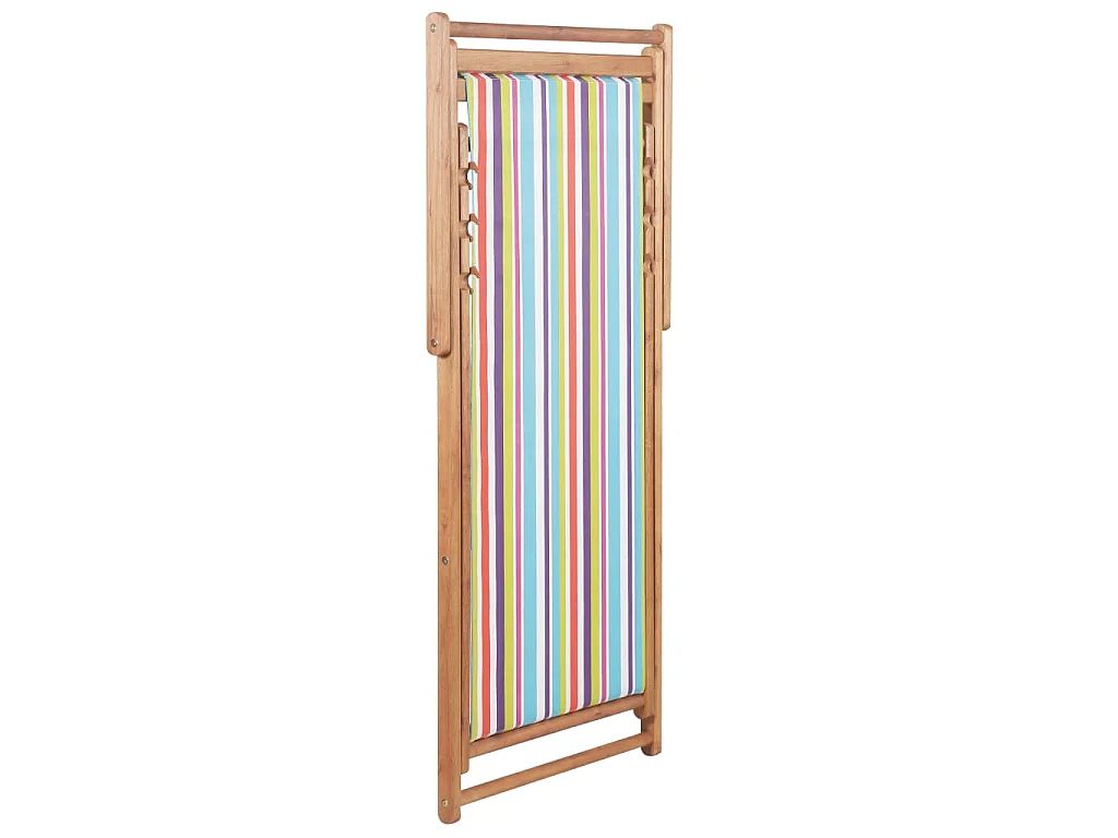 Chaise pliante en tissu et structure en bois multicolore