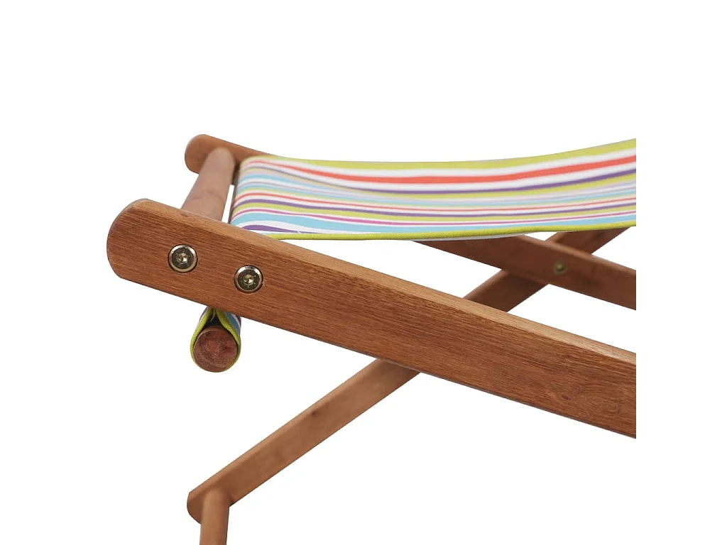 Chaise pliante en tissu et structure en bois multicolore