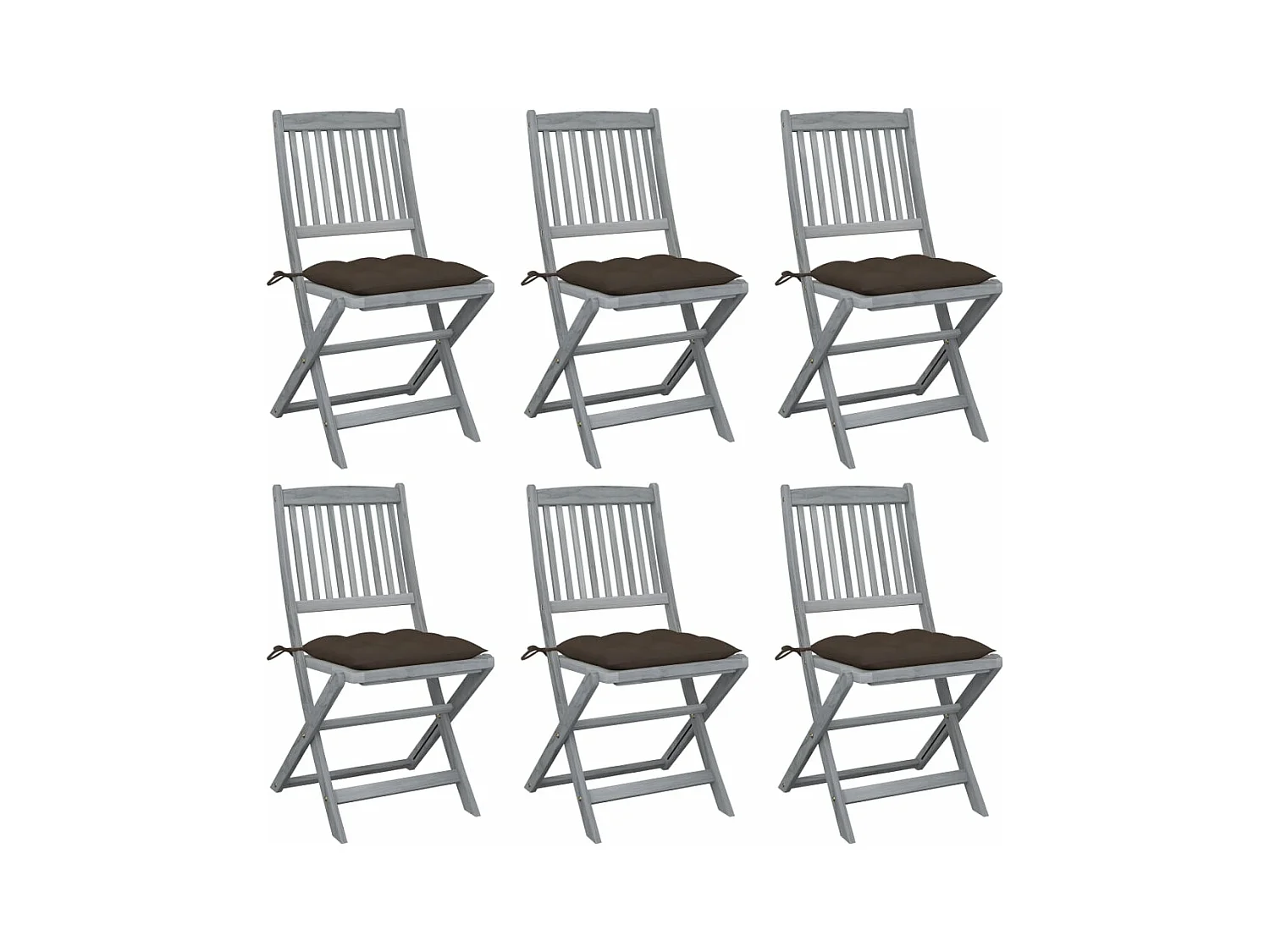 Chaises pliables d'extérieur lot de 6 et coussins Bois d'acacia
