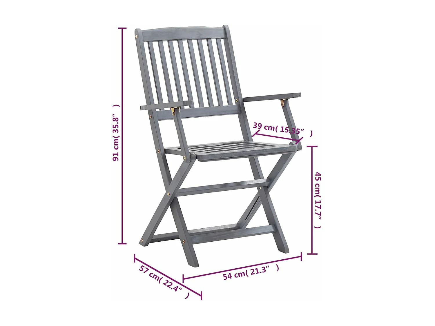 Chaises pliables d'extérieur lot de 6 et coussins Bois d'acacia